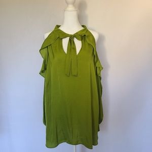 Bisou Bisou Women's Cold Shoulder Tie Neck Long Sleeved Blouse Size 2X